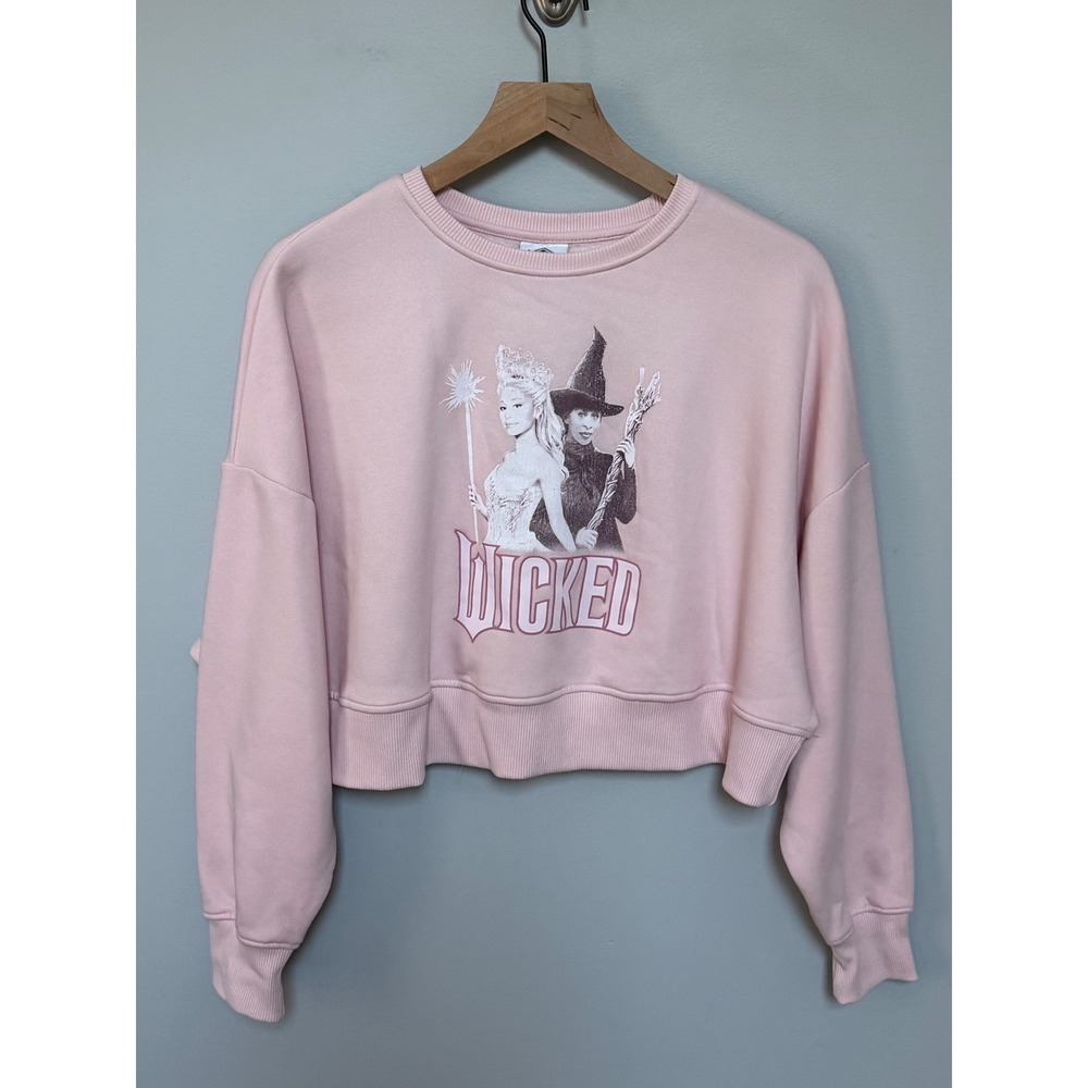 Wicked the Musical Cropped Sweatshirt Women's M Pink Glinda Elphaba Primark‎ NWT